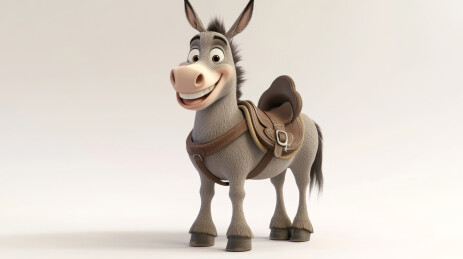 3D立体驴卡通动物插图