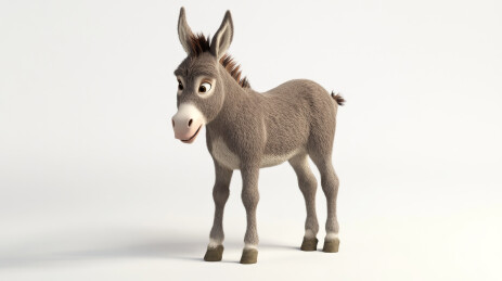 3D立体驴卡通动物插图