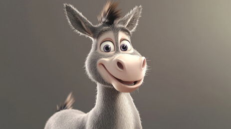 3D立体驴卡通动物插图