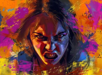 一个女人的脸的彩色画