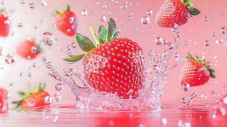 水中新鲜草莓