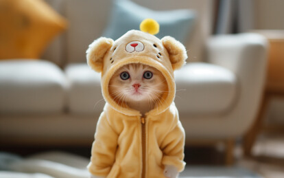 一只穿着衣服的可爱小猫