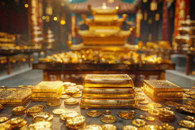 堆放在一起的金砖金块