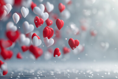 3D心形模型飞散在空中