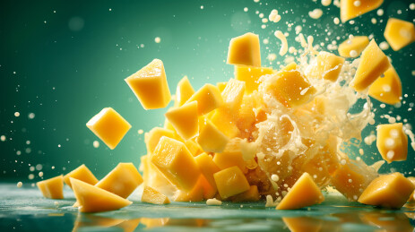 飞散的芒果果肉