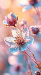清晨花瓣冰晶绽放