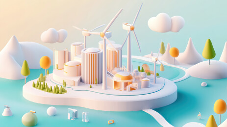 未来智慧城市3D卡通插画