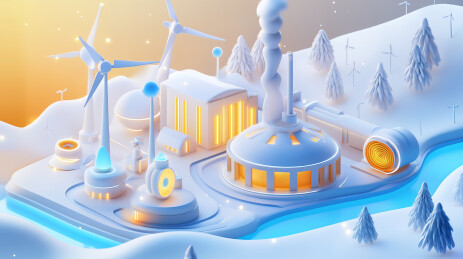 未来智慧城市3D卡通插画