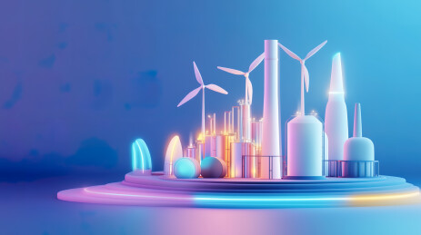 新能源智慧工厂3D卡通模型