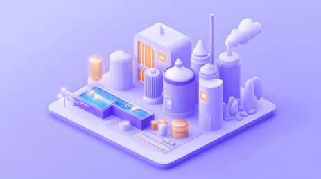 新能源智慧工厂3D卡通模型