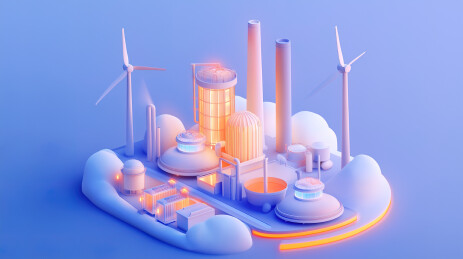 新能源智慧工厂3D卡通模型