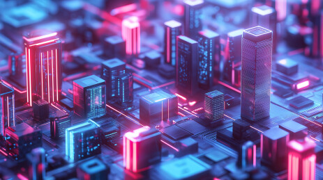 未来智慧城市3D卡通插画