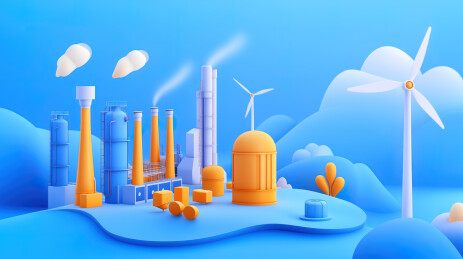 未来智慧城市3D卡通插画