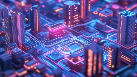 未来智慧城市3D卡通插画