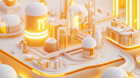 未来智慧城市3D卡通插画