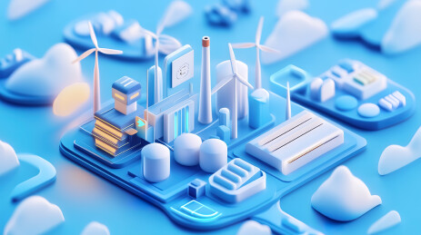 未来智慧城市3D卡通插画