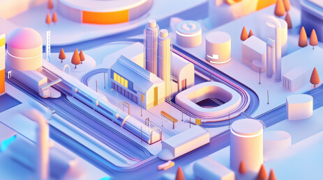 未来智慧城市3D卡通插画