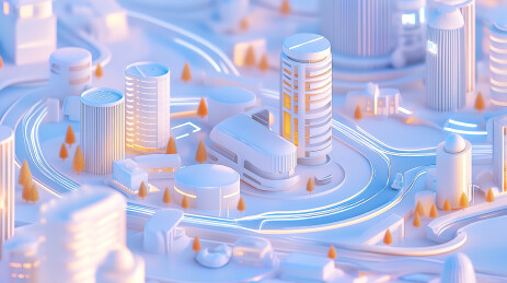 未来智慧城市3D卡通插画