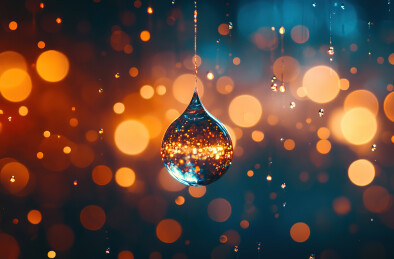 水滴落在水面上的特写镜头