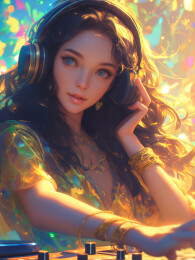 一个漂亮的女DJ正在打碟