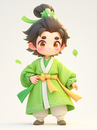 古风男孩的3D渲染插画