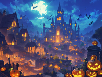 万圣节主体元素插画背景