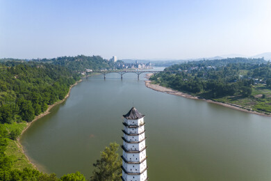 三汇古镇白塔风景