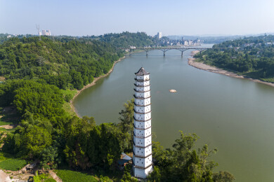 三汇古镇白塔风景