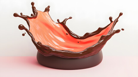 光滑表面上彩色巧克力飞溅