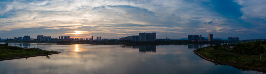 湘江河日落晚霞