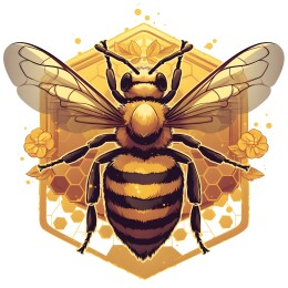 复古卡通蜜蜂徽章图案