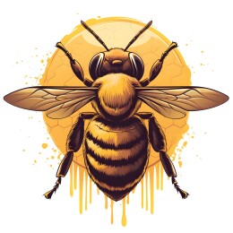 复古卡通蜜蜂徽章图案