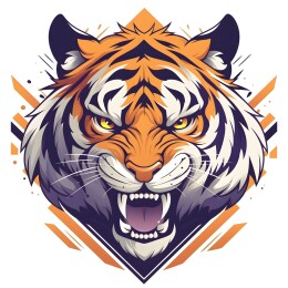 矢量风格老虎头部徽章装饰印花插画图案