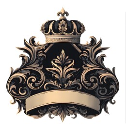 复古植物丝带装饰的徽章图腾标志插画