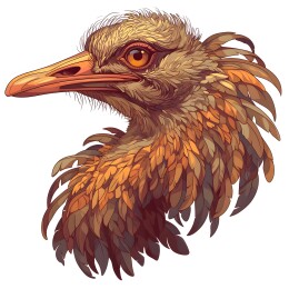 复古潮流鸵鸟印花头像徽章图标插画
