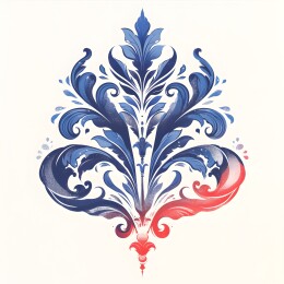 复古植物丝带装饰的徽章图腾标志插画