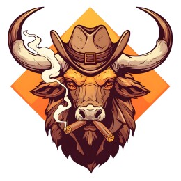 北美野牛头像徽章矢量插画风格装饰印花插画
