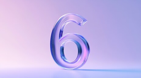 紫色3D立体渐变数字6