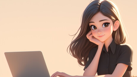 阳光下工作的女性作家