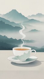 一杯热气腾腾的茶