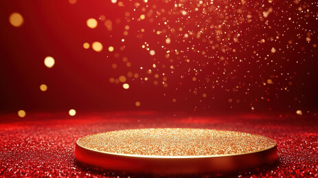 红色背景下金色的水