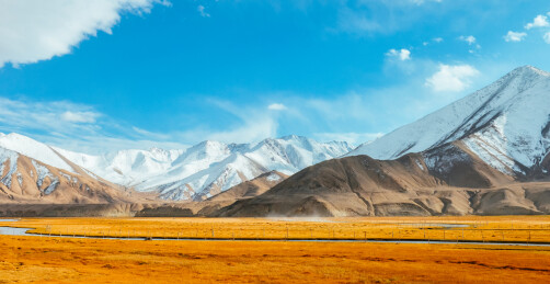 中国新疆帕米尔高原喀什地区木吉湿地秋景