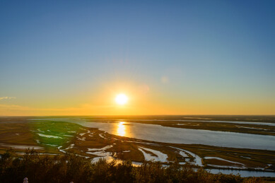 黑龙江省佳木斯市抚远市抚远镇东极阁日落
