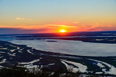 黑龙江省佳木斯市抚远市抚远镇东极阁日落