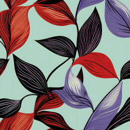 热带图案无缝纹理手绘妖怪叶子水彩效果