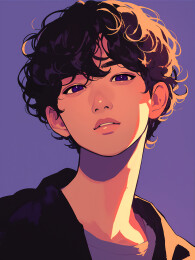 卡通2D元气少年头像主题插画