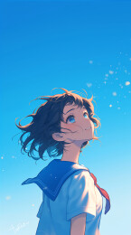 思念家乡亲人的可爱二次元女孩主题插画