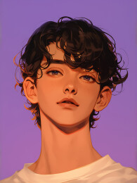 卡通2D元气少年头像主题插画