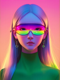 卡通3D元气时尚少女头像主题插画