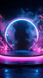 霓虹灯光圆形展台